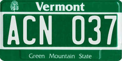 VT license plate ACN037