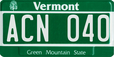 VT license plate ACN040