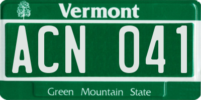VT license plate ACN041