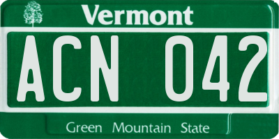 VT license plate ACN042
