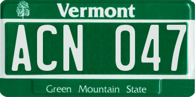 VT license plate ACN047