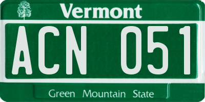 VT license plate ACN051