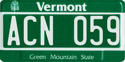 VT license plate ACN059