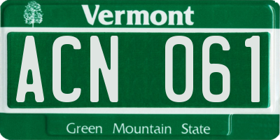 VT license plate ACN061