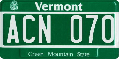 VT license plate ACN070