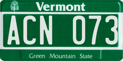VT license plate ACN073
