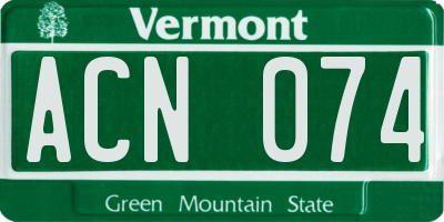 VT license plate ACN074