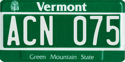 VT license plate ACN075