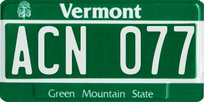 VT license plate ACN077