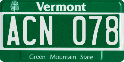 VT license plate ACN078