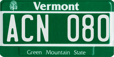 VT license plate ACN080