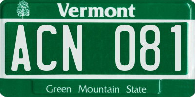 VT license plate ACN081
