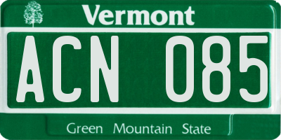 VT license plate ACN085