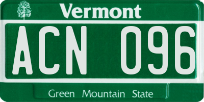 VT license plate ACN096
