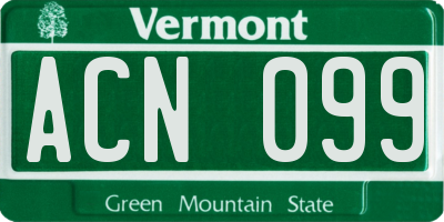 VT license plate ACN099