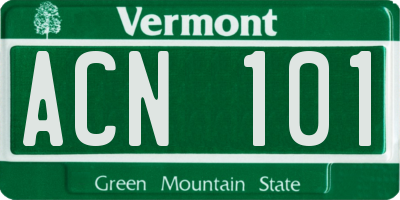 VT license plate ACN101