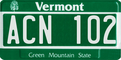 VT license plate ACN102