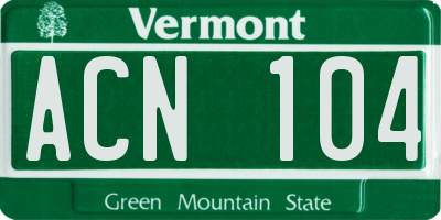 VT license plate ACN104