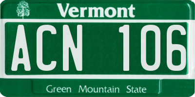 VT license plate ACN106