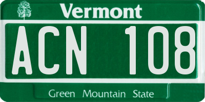 VT license plate ACN108