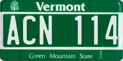 VT license plate ACN114