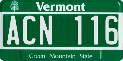 VT license plate ACN116