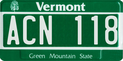 VT license plate ACN118
