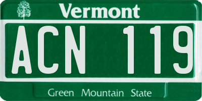 VT license plate ACN119
