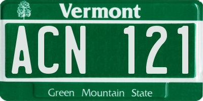 VT license plate ACN121