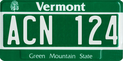 VT license plate ACN124