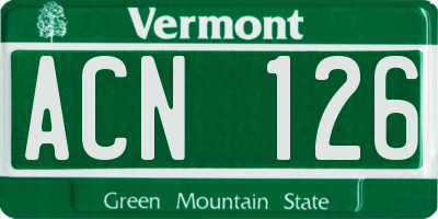 VT license plate ACN126