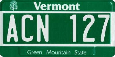 VT license plate ACN127