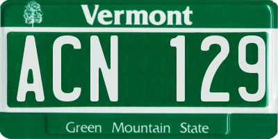 VT license plate ACN129