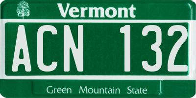 VT license plate ACN132