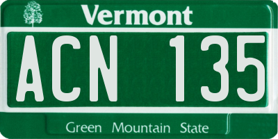 VT license plate ACN135