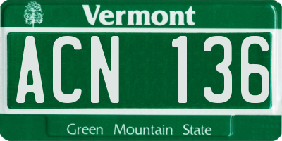 VT license plate ACN136