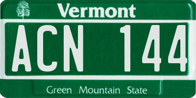 VT license plate ACN144
