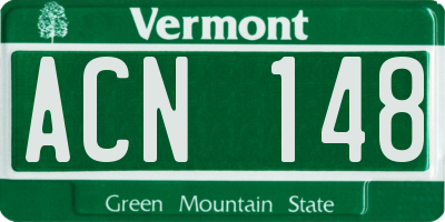 VT license plate ACN148