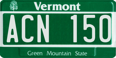 VT license plate ACN150