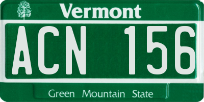 VT license plate ACN156