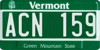 VT license plate ACN159