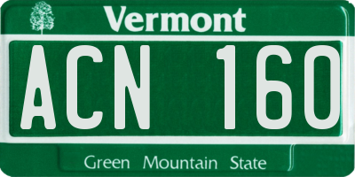 VT license plate ACN160