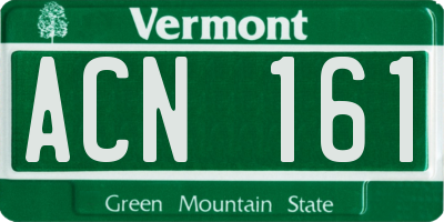 VT license plate ACN161