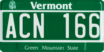VT license plate ACN166