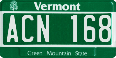 VT license plate ACN168