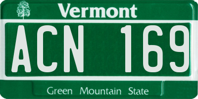VT license plate ACN169