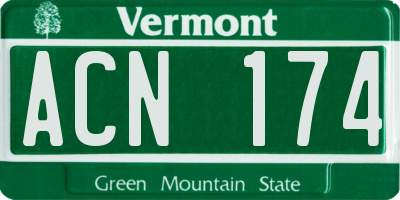 VT license plate ACN174