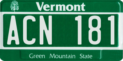 VT license plate ACN181