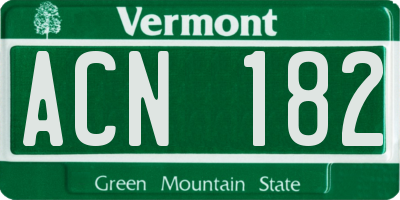 VT license plate ACN182