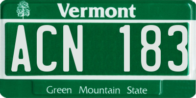 VT license plate ACN183